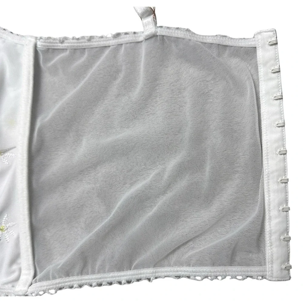 International Concepts Intimates Corset Bra – White Daisy | XL | Floral Lace‎